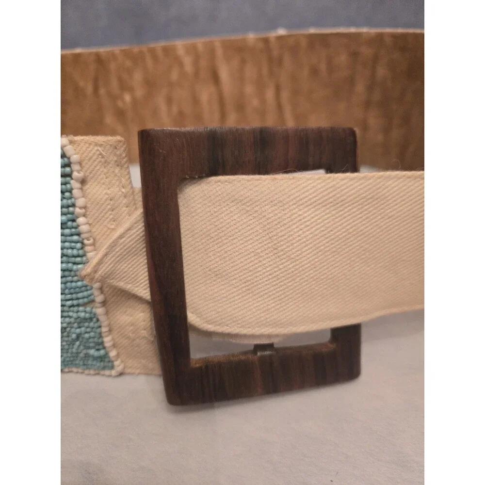 Vtg. Native American Beaded Leather Belt (MB)